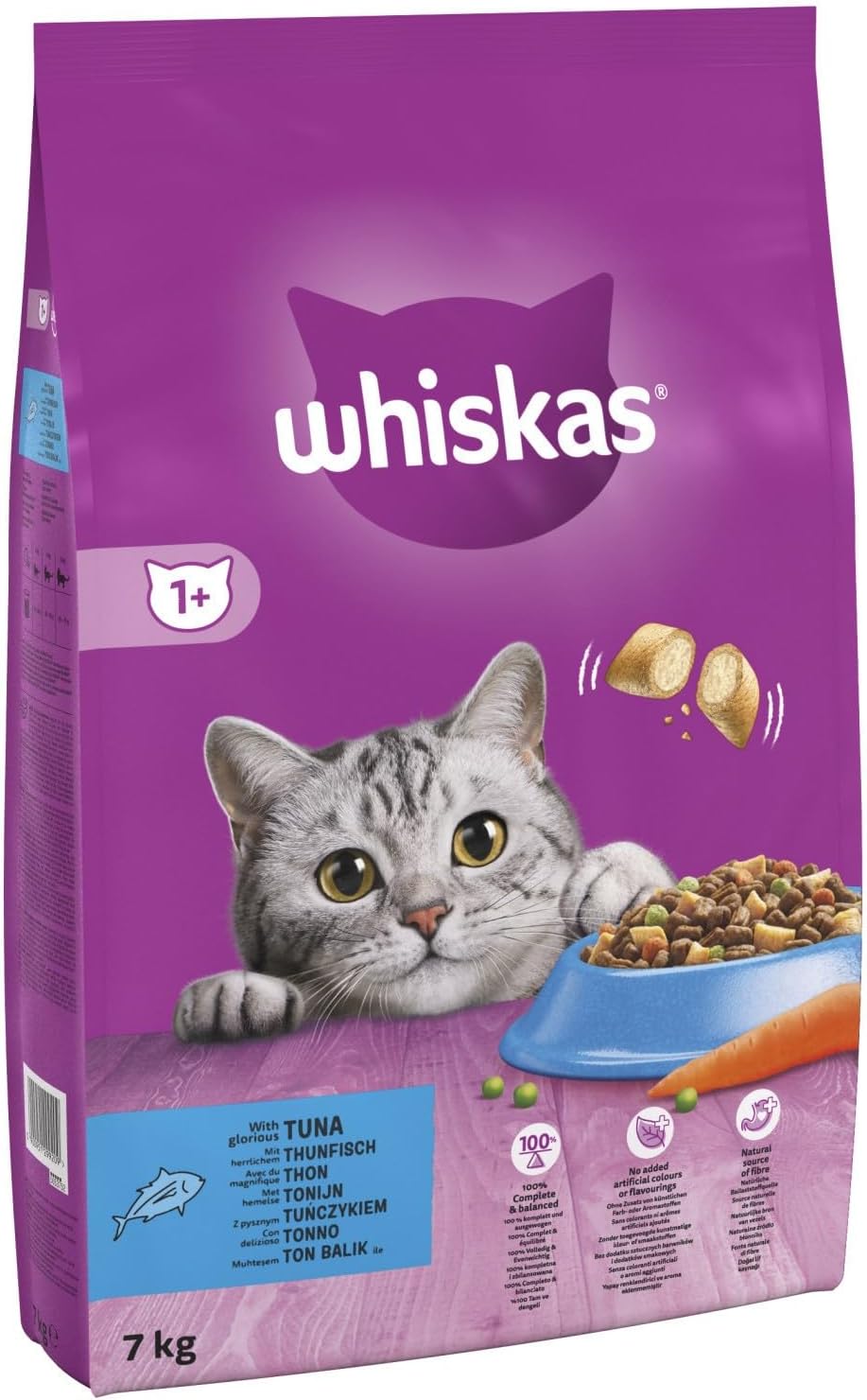 Whiskas 1+ Adult Dry Cat Food - Biscuits Made with Tuna | 14kg Bag|KittyMart