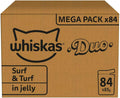 Whiskas 1+ Adult Duo Surf & Turf in Jelly - Wet Cat Food | 84 Pouch Megapack |KittyMart