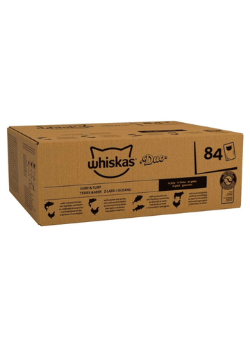 Whiskas 1+ Adult Duo Surf & Turf in Jelly - Wet Cat Food | 84 Pouch Megapack |KittyMart