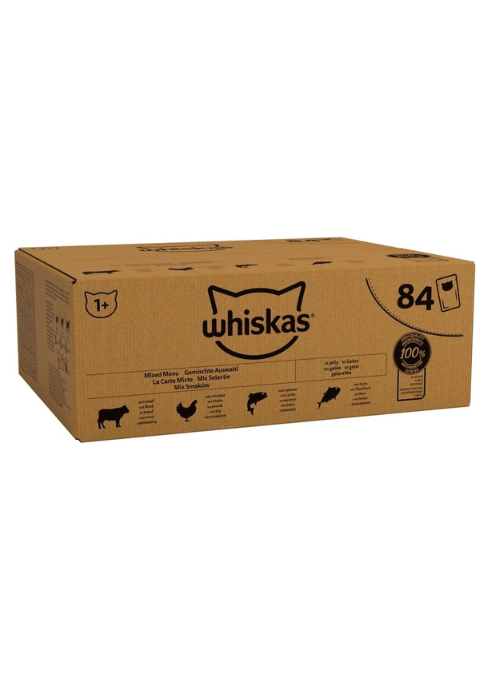 Whiskas 1+ Adult Mixed Selection in Jelly - Wet Cat Food | 84 Pouch Megapack |KittyMart