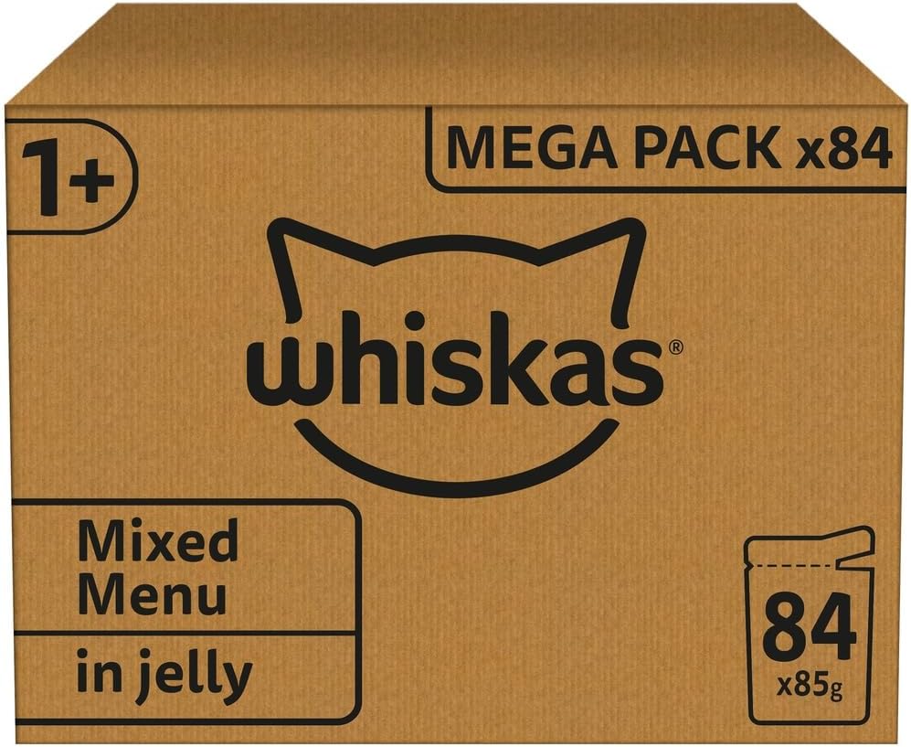 Whiskas 1+ Adult Mixed Selection in Jelly - Wet Cat Food | 84 Pouch Megapack |KittyMart