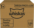 Whiskas 1+ Adult Poultry Selection in Jelly - Wet Cat Food | 120 Pouch Megapack |KittyMart