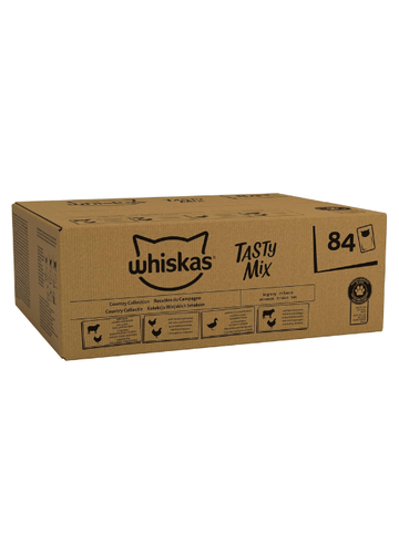 Whiskas 1+ Adult Tasty Mix Country Collection in Gravy - Wet Cat Food | 84 Pouch Megapack |KittyMart