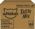 Whiskas 1+ Adult Tasty Mix Country Collection in Gravy - Wet Cat Food | 84 Pouch Megapack |KittyMart