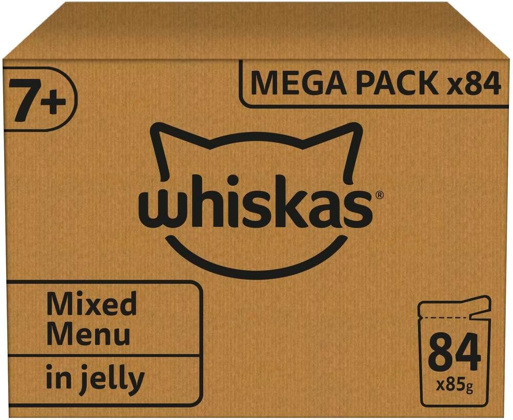 Whiskas 7+ Senior Mixed Selection in Jelly - Wet Cat Food | 84 Pouch Megapack |KittyMart