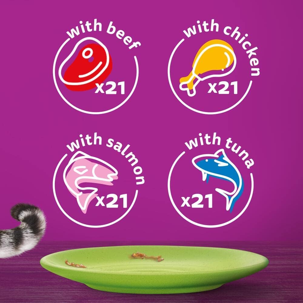 Whiskas 7+ Senior Mixed Selection in Jelly - Wet Cat Food | 84 Pouch Megapack |KittyMart