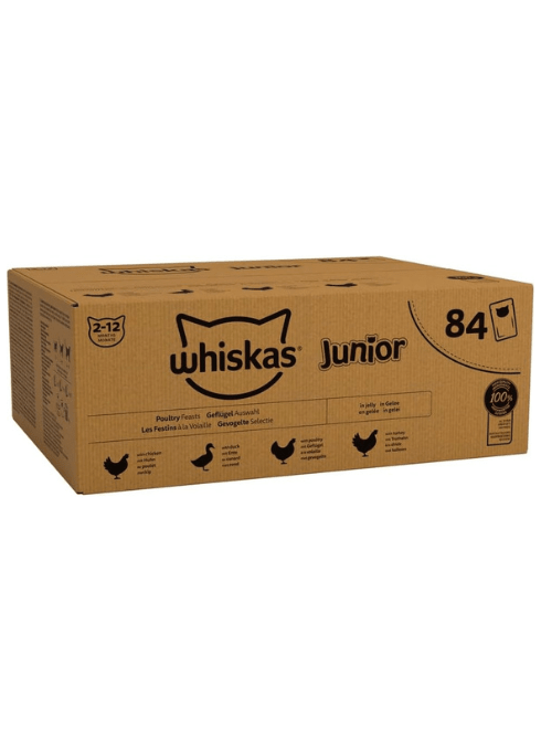 Whiskas Junior Poultry Selection in Jelly - Wet Kitten Food | 84 Pouch Megapack |KittyMart