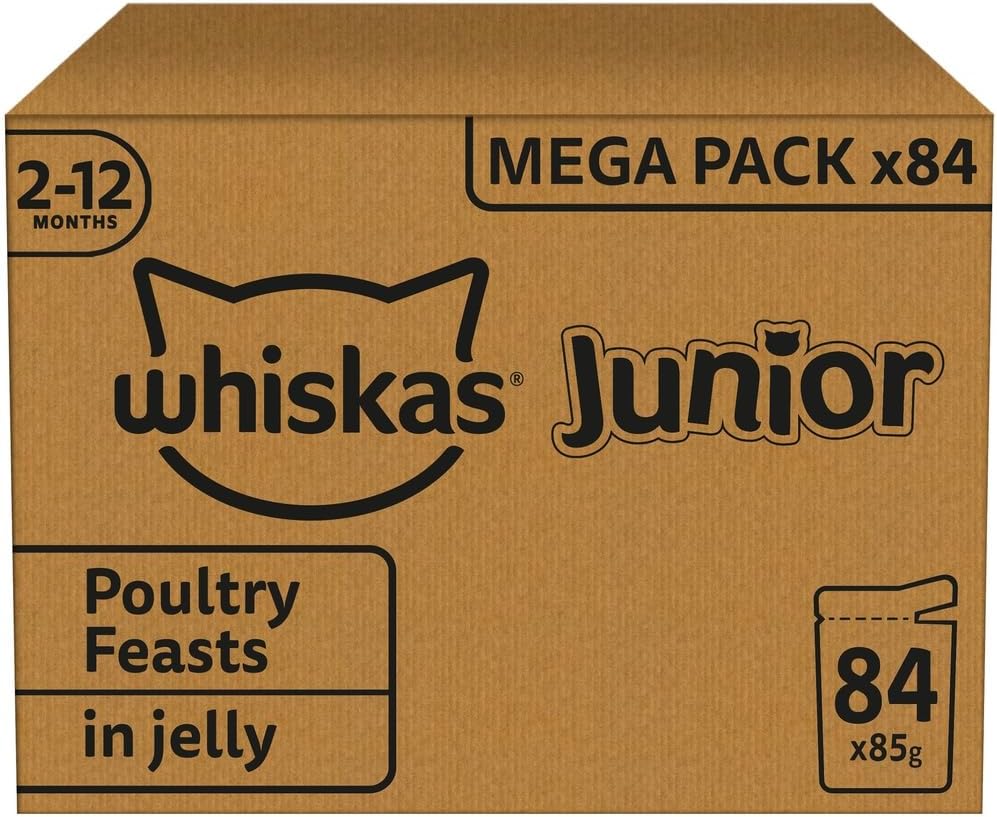 Whiskas Junior Poultry Selection in Jelly - Wet Kitten Food | 84 Pouch Megapack |KittyMart