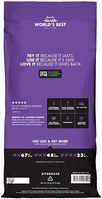 World's Best Cat Litter Lavender Scented 28lb (12.7kg)KittyMart